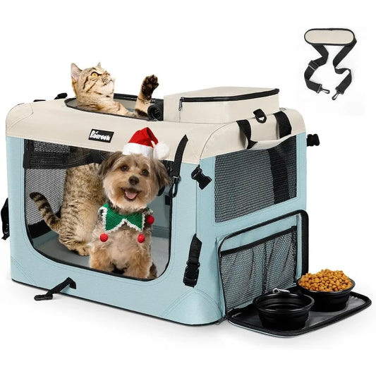 Soft Pet Crate with 2 Bowls