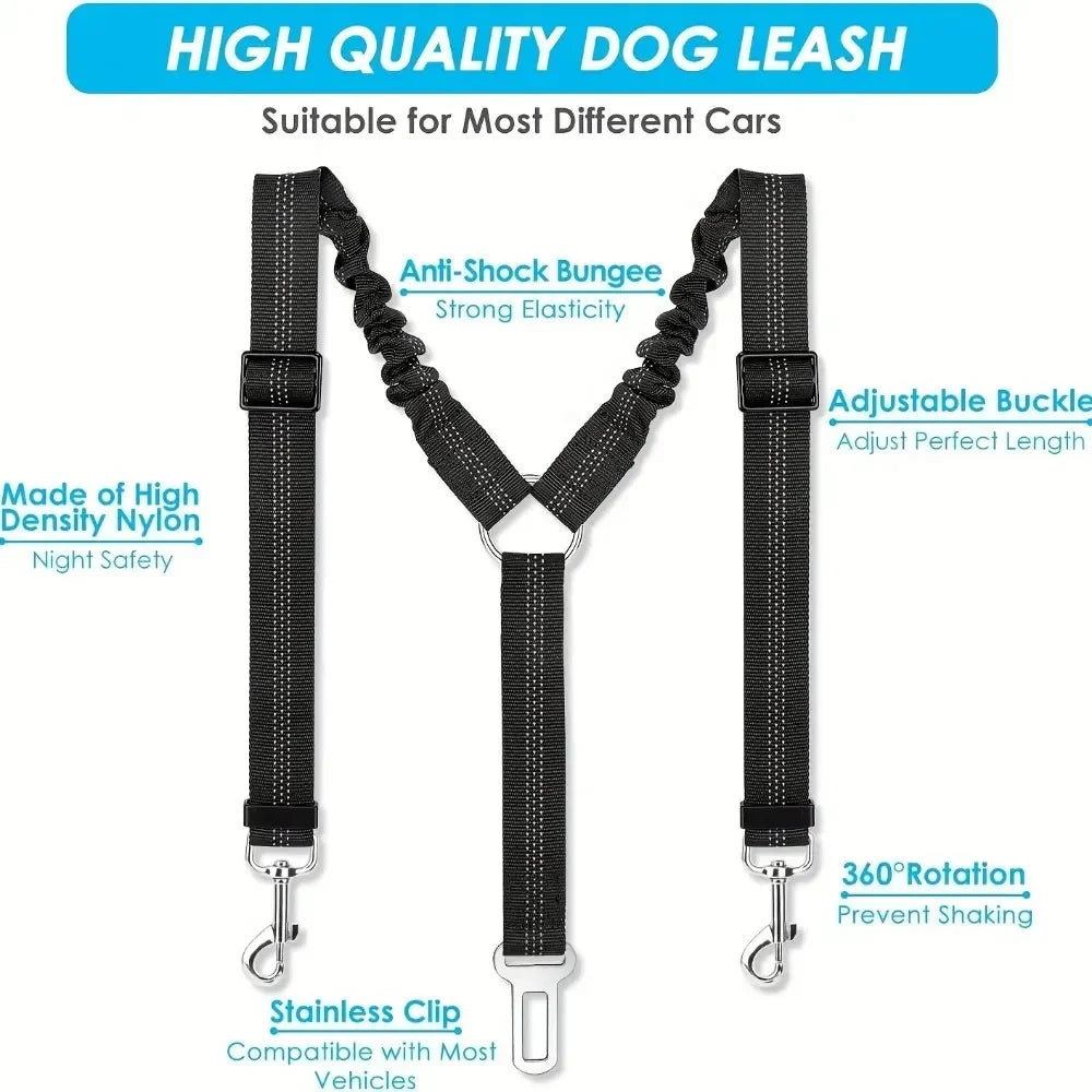 Pet 2 Dog Car Safety Seat Belt